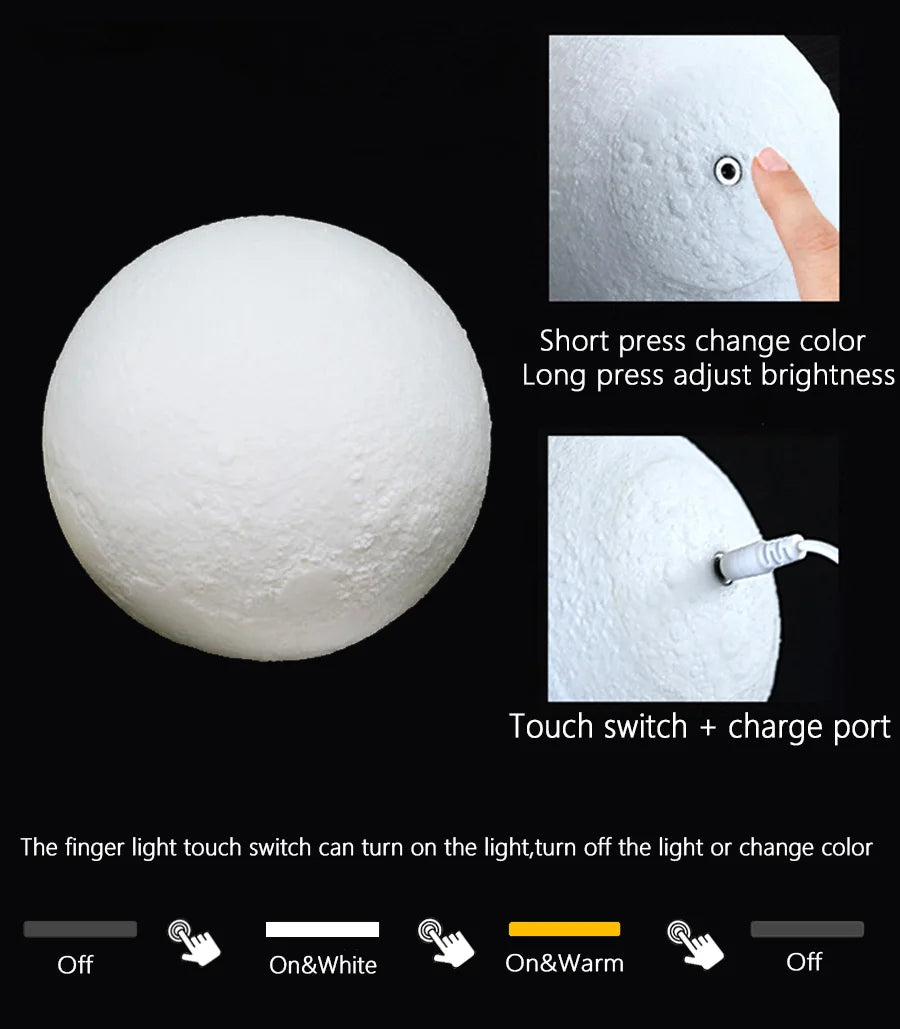 3D Moon Lamp – Minimalist Warm Ambient Night Light